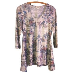 One World Colorful Metallic Top Women’s Sz S